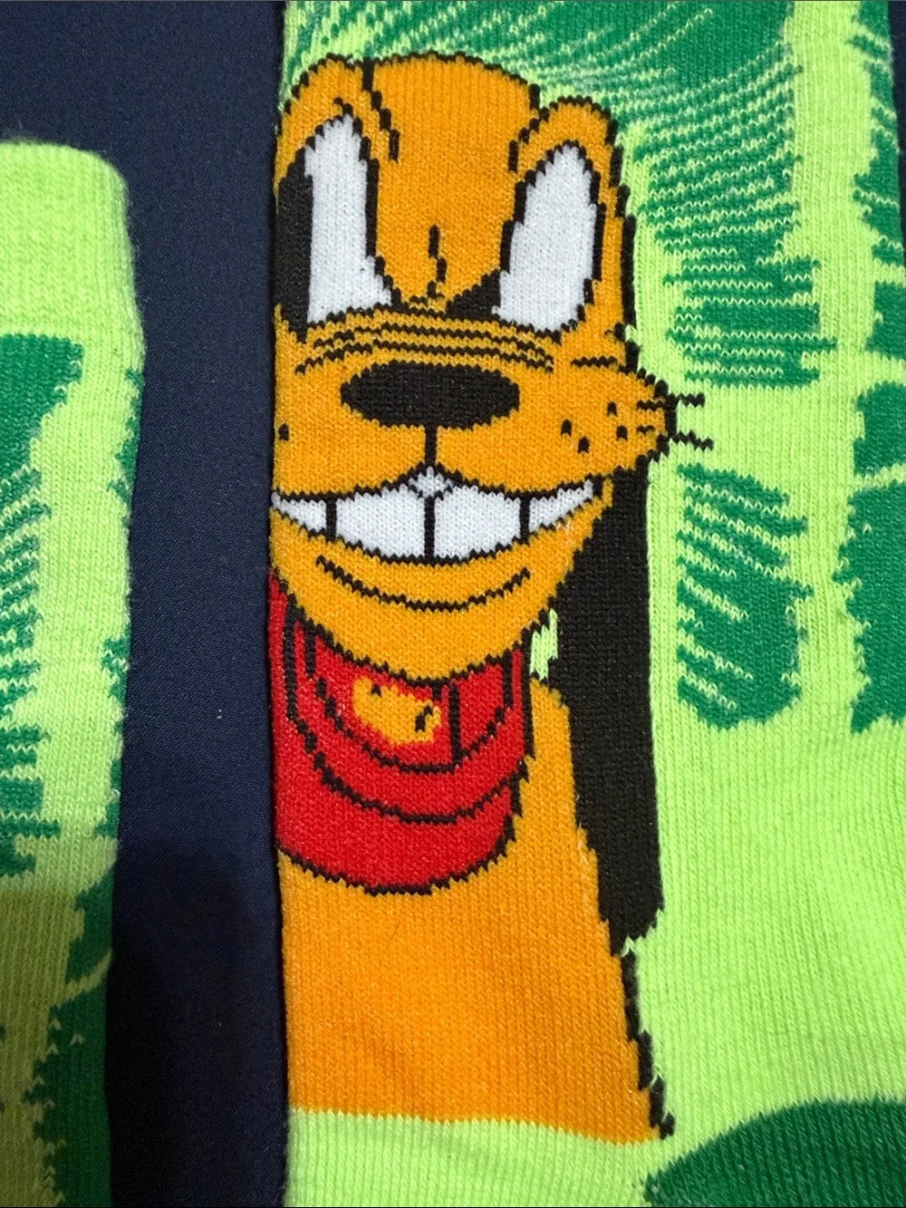 Disney Neon Green Pluto Graphic Crew Socks - Men